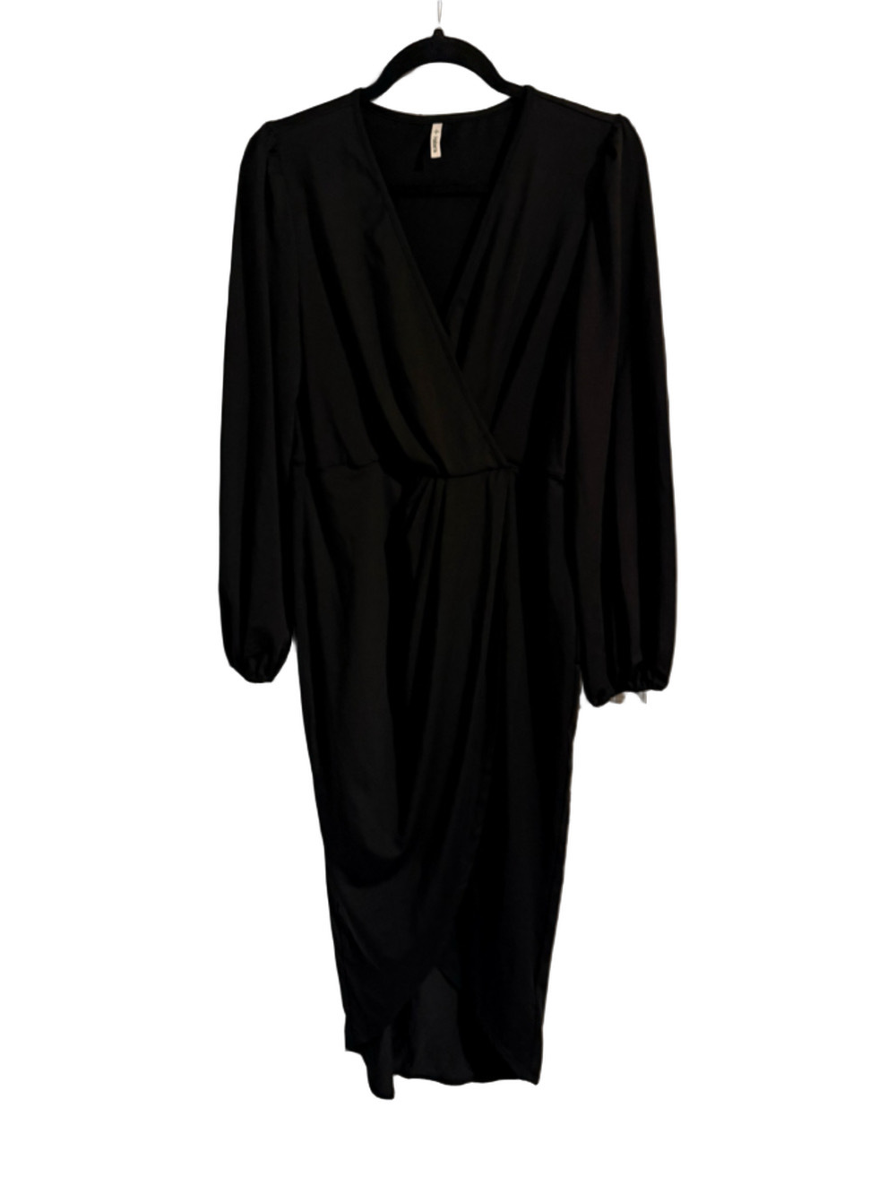 🖤 NWT Halara Black Faux-Wrap Midi Dress — Size L